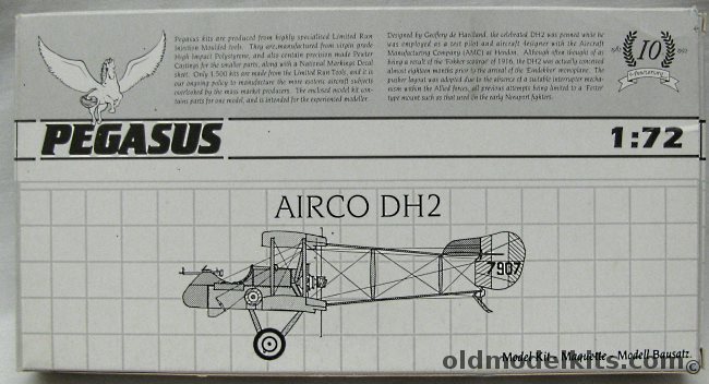 Pegasus 1/72 Airco DH-2, 2020 plastic model kit